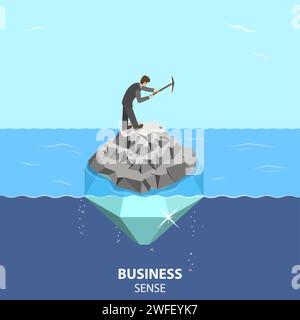 Isometrisches flaches Vektorkonzept für Unternehmensvision und -Strategie, Investitionssinn, Führung. Stock Vektor