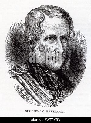 Porträt von Sir Henry Havelock. Veröffentlicht um 1900. Haavelock (1795–1857) war ein britischer Armeegeneral, der seine Männer 1857 während der indischen Aufstände gegen Nana Sahib bei Futtyporer (Fatephur) führte. Stockfoto