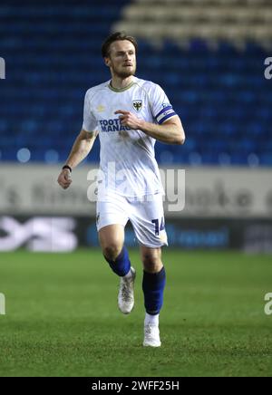 Peterborough, Großbritannien. 30. Januar 2024. Armani Little (AFCW) beim Spiel Peterborough United gegen AFC Wimbledon EFL Trophy im Weston Homes Stadium, Peterborough, Cambridgeshire, am 30. Januar 2024. Quelle: Paul Marriott/Alamy Live News Stockfoto