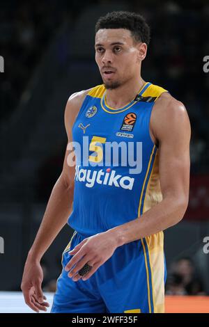 Madrid, Spanien. 30. Januar 2024. Baldwin Wade of Maccabi Tel Aviv während des Turkish Airlines EuroLeague-Spiels zwischen Real Madrid und Maccabi Tel Aviv am 30. Januar 2024 in Madrid. (Foto: Oscar Gonzalez/SIPA USA) (Foto: Oscar Gonzalez/SIPA USA) Credit: SIPA USA/Alamy Live News Stockfoto