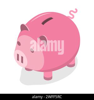 Isometrischer 3D-Flachvektor-Konzept von Piggy Bank. Stock Vektor