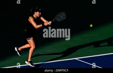 Cori Gauff von United States gegen Jessica Pegula von Unites States während ihres Einzel-Runde-1-Spiels im Rahmen der Dubai Duty Free Tennis Championships WTA 500 am 14. Februar 2022 in Dubai, Vereinigte Arabische Emirate. Foto von Victor Fraile / Power Sport Images Stockfoto