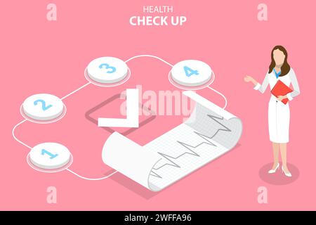 3D Isometrischer Flachvektor Konzept der Gesundheitsprüfung, jährliche medizinische Prüfung, medizinische Dienste. Stock Vektor