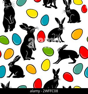 Nahtloses Osterhasenmuster. Handzeichnung. Nicht AI. Vektorabbildung Stock Vektor