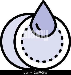 Farbsymbol für Wattepads. Einfaches Stilschild für mobiles Konzept und Webdesign. Runde Baumwollpolster mit Tropfenmuster, einfaches Symbol. Symbol, Logo-Abbildung. Vect Stock Vektor