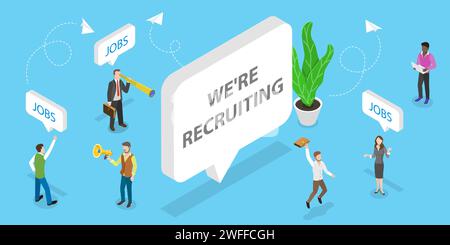 3D Isometrischer flacher Vektor konzeptuelle Illustration von Job Fair, HR Recruitment Stock Vektor