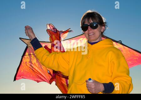 Kiteflying, Dee River State Park, Oregon Stockfoto