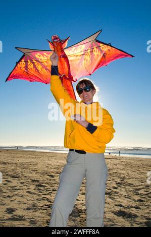 Kiteflying, Dee River State Park, Oregon Stockfoto