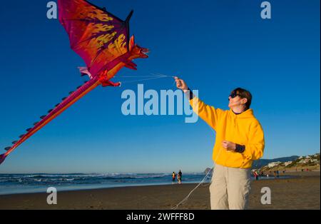 Kiteflying, Dee River State Park, Oregon Stockfoto