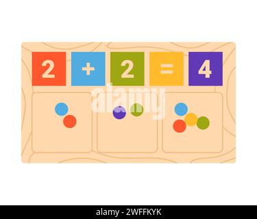 Mathe-Spielzeug aus Holz für Kinder. Montessori Vorschulbildung Cartoon Vektor Illustration Stock Vektor