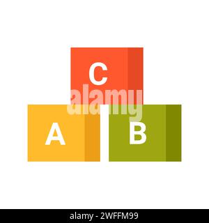 Bunte Holzwürfel mit Buchstaben. Vorschule montessori Entwicklung Cartoon Vektor Illustration Stock Vektor
