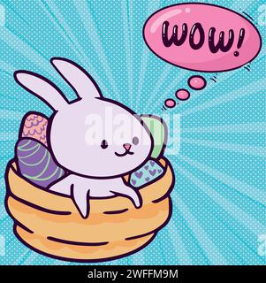 Bunny Eggs Pop Art Vektorbild Stock Vektor