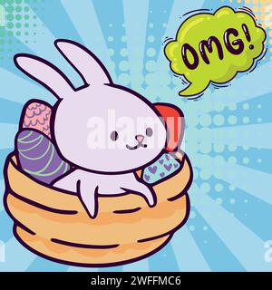 Bunny Eggs Pop Art Vektorbild Stock Vektor