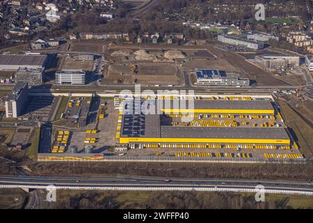 Luftbild, DHL Logisitik, Großbaustelle Mark 51/7, O-Werk Campus und Neubau Wissenschafts- und Technologiequartier, ehemaliges Opel Areal an der Autobahn A448, Laer, Bochum, Ruhrgebiet, Nordrhein-Westfalen, Deutschland ACHTUNGxMINDESTHONORARx60xEURO *** Luftaufnahme, DHL Logistics, Großbaustelle Mark 51 7, O Werksgelände und neues Wissenschafts- und Technologieviertel, ehemaliger Opel-Standort an der Autobahn A448, Laer, Bochum, Ruhrgebiet, Nordrhein-Westfalen, Deutschland ATTENTIONxMINDESTHONORARx60xEURO Stockfoto