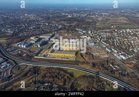 Luftbild, DHL Logisitik, Großbaustelle Mark 51/7, O-Werk Campus und Neubau Wissenschafts- und Technologiequartier, ehemaliges Opel Areal an der Autobahn A448, Laer, Bochum, Ruhrgebiet, Nordrhein-Westfalen, Deutschland ACHTUNGxMINDESTHONORARx60xEURO *** Luftaufnahme, DHL Logistics, Großbaustelle Mark 51 7, O Werksgelände und neues Wissenschafts- und Technologieviertel, ehemaliger Opel-Standort an der Autobahn A448, Laer, Bochum, Ruhrgebiet, Nordrhein-Westfalen, Deutschland ATTENTIONxMINDESTHONORARx60xEURO Stockfoto