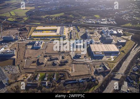 Luftbild, DHL Logisitik, Großbaustelle Mark 51/7, O-Werk Campus und Neubau Wissenschafts- und Technologiequartier, ehemaliges Opel Areal an der Autobahn A448, Laer, Bochum, Ruhrgebiet, Nordrhein-Westfalen, Deutschland ACHTUNGxMINDESTHONORARx60xEURO *** Luftaufnahme, DHL Logistics, Großbaustelle Mark 51 7, O Werksgelände und neues Wissenschafts- und Technologieviertel, ehemaliger Opel-Standort an der Autobahn A448, Laer, Bochum, Ruhrgebiet, Nordrhein-Westfalen, Deutschland ATTENTIONxMINDESTHONORARx60xEURO Stockfoto