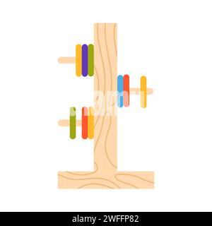 montessori-Spielzeuge im Vorschulalter. Logik-Kindererziehung, hölzerne bunte Spiele-Karikaturvektor-Illustration Stock Vektor
