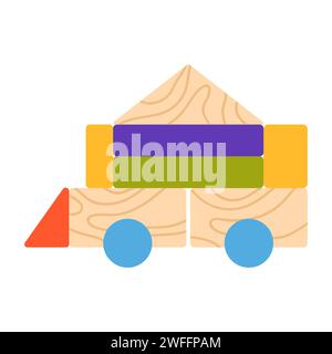 Kinderspielzeug aus Holz. Logische Entwicklungsspiele, montessori Bildung Cartoon Vektor Illustration Stock Vektor