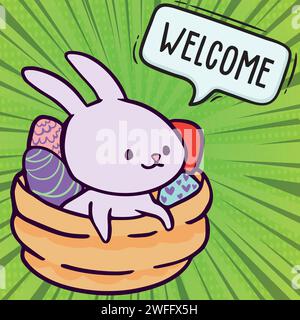 Bunny Eggs Pop Art Vektorbild Stock Vektor