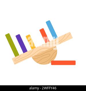 Lehrreiches Holzspiel. Montessori bunte Spielzeuge, Fertigkeiten Entwicklung Cartoon Vektor Illustration Stock Vektor