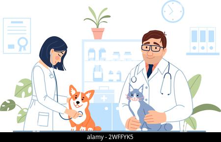 Tierärztliches Prüfungskonzept tierärztliche Untersuchung des Haustieres Stock Vektor