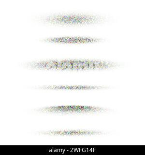 Gestrichelte Schatten, gepunktete Designelemente. Verblassender Verlauf. Stippeln, Dotwork-Zeichnen, Schattierung mit Punkten. Pixelzerfall, Halbtoneffekt Stock Vektor