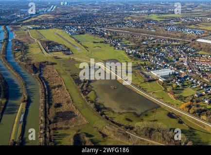 Luftbild des neuen Auepark zwischen Fährstraße und Flugplatz Hamm-Lippewiesen, Lippehochwasser, Stadtbezirk Heessen, Hamm, Ruhrgebiet, Nordrhein-Westfalen, Deutschland ACHTUNGxMINDESTHONORARx60xEURO *** Luftaufnahme des neuen Aueparks zwischen Fährstraße und Hamm Flughafen Lippewiesen, Lippewiesen, Bezirk Heessen, Hamm, Ruhrgebiet, Nordrhein-Westfalen, Deutschland ATTENTIONxMINDESTHONORARx60xEURO Stockfoto