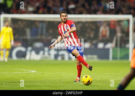 Madrid, Spanien. Januar 2024. Koke (Atletico) Fußball/Fußball : spanisches Spiel "LaLiga EA Sports" zwischen Club Atletico de Madrid 2-0 Valencia CF im Estadio Civitas Metropolitano in Madrid, Spanien. Quelle: Mutsu Kawamori/AFLO/Alamy Live News Stockfoto