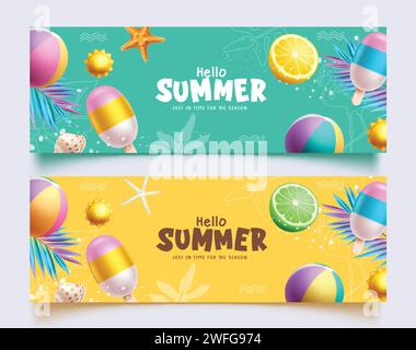 Sommer Sonnenschutz Podium Vektor Banner Design. Begrüßungstext mit Sonnencreme auf der Podiumbühne für die Produktpräsentation der tropischen Jahreszeit Stock Vektor