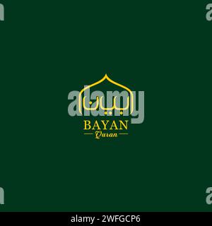 Bayan Quran Arabisches Logo. Islamisches Buch Stock Vektor