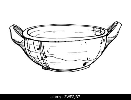 Hand gezeichnete Tinte Vektor Illustration, handgemachte traditionelle Ton Keramik Vase. Einzelnes Objekt auf weißem Hintergrund isoliert. Design-Reisen Stock Vektor