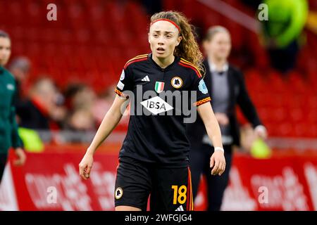 AMSTERDAM, NIEDERLANDE - JANUAR 30: Benedetta Glionna (AS Roma) sieht beim Spiel der Gruppe C - UEFA Women's Champions League 2023/24 gegen AFC Ajax an Stockfoto