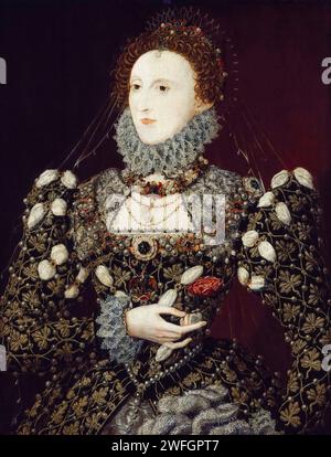 Queen Elizabeth I. von England (1533–1603), das Phönix-Porträt, Ölgemälde auf Tafel von Nicholas Hilliard, 1575-1576 Stockfoto