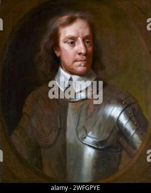 Oliver Cromwell (1599–1658), Porträtgemälde in Öl auf Leinwand nach Samuel Cooper, um 1656 Stockfoto