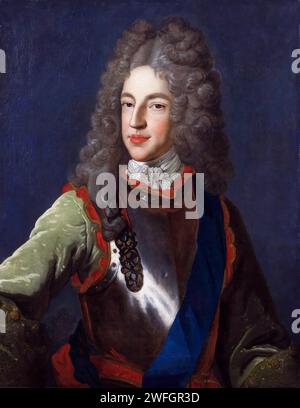Prinz James Francis Edward Stuart (1688–1766), Spitzname „The Old Pretender“, Porträtmalerei in Öl auf Leinwand von Alexis Simon Belle, um 1712 Stockfoto