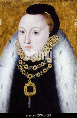 Königin Elisabeth I. von England (1533–1603), regierte (1558–1603), Porträtmalerei in Öl auf Tafel, um 1560 Stockfoto