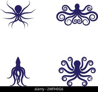 Oktopus-Symbol Vektor-Illustration Designvorlage Stock Vektor