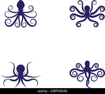 Oktopus-Symbol Vektor-Illustration Designvorlage Stock Vektor