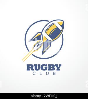 Design-Idee für Rugby oder American Football Club mit Raketenball. Vektor-Sportsymbol oder Symbolabbildung. Stock Vektor