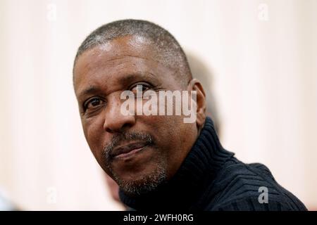 Ehemaliger Fußballspieler Viv Anderson während der Racial and Gender Equity in der European Football Conference auf dem City Ground in Nottingham. Die Konferenz, die sich mit dem Thema Rassismus und Geschlechterungleichheit im europäischen Fußball befassen soll, wird von Waldbesitzer Evangelos Marinakis unterstützt. Bilddatum: Mittwoch, 31. Januar 2024. Stockfoto