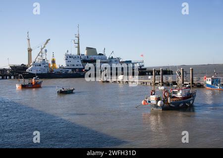 Blick auf den Hafen in Harwich, Essex im Vereinigten Königreich Stockfoto