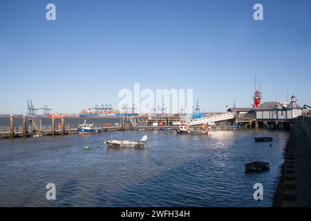 Blick auf den Hafen in Harwich, Essex im Vereinigten Königreich Stockfoto