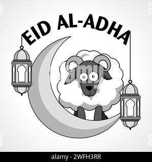 Zeichentricksymbol für die Feier des muslimischen Festivals Eid Al Adha, einfache flache Vektor-Illustration Stock Vektor
