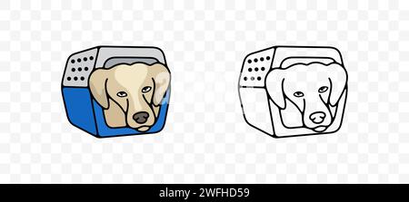 Hundeträger, Hund, Tier und Haustier, grafisches Design. Hund und Klinke, Welpe, Natur, Veterinär und Kynologie, Vektordesign und Illustration Stock Vektor
