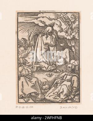 Christus im Hof van getemane, Vergil, 1552 Druck Nürnberger Papier Qual of Christ: Um ihn zu trösten erscheinen Christus ein oder mehrere Engel mit Kelch und/oder Kreuz Stockfoto