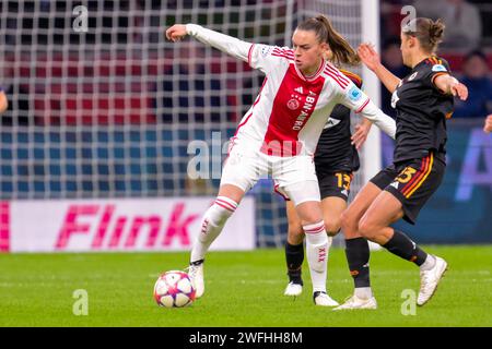 Romee Leuchter vom AFC Ajax während der UEFA Women's Champions League, Gruppe C Fußballspiel zwischen AFC Ajax und AS Roma am 30. Januar 2024 im Sportpark de Toekomst in Amsterdam-Duivendrecht, Niederlande Stockfoto