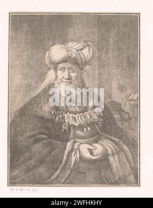 Porträt eines unbekannten alten Mannes mit Turban, Carl Friedrich Holtzmann, nach Christian Wilhelm Ernst Dietrich, nach Rembrandt van Rijn, 1750–1811 Druck Dresdner Papierätzung / Gegenbeweis historischer Personen. Männliche Personen aus dem Alten Testament (mit NAMEN) (nicht im biblischen Kontext). Kopfschutz: Turban. Bart. Historisches Kostüm Stockfoto