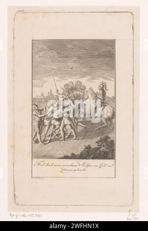 Johannes Tetzel wird in der Nähe von Leipzig ausgeraubt und dem Ablasshandel Daniel Nikolaus Chodowiecki vorgeworfen, 1798 Druck mit Unterschrift auf Deutsch. Berliner Papierätzgeschichte. Verhaftung (von Straftätern). mönch(e), Mönch(e). Verwöhnung, Clemency; Clemenza, Clemenza & Moderatione, Indulgenza (Ripa) Leipzig Stockfoto