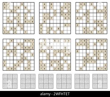 Sudoku-Spiel mit Antworten. Stock Vektor