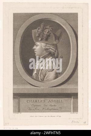 Portret van Charles Asgill, Justus Chevillet, nach Jean Baptiste de Lorraine, 1784 Druckgraphiker: Francepublisher: Paris Papierstich historische Personen. Ornament  Medaillon Stockfoto